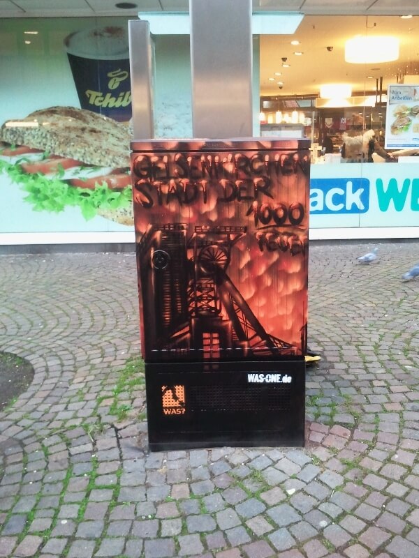 Stadt der 1000 Feuer Graffiti am Stromkasten in Gelsenkirchen
