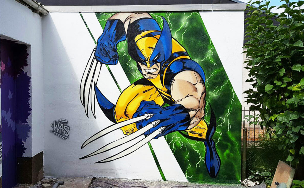 Wolverine X-Men Graffiti Garagenwand Sprüher