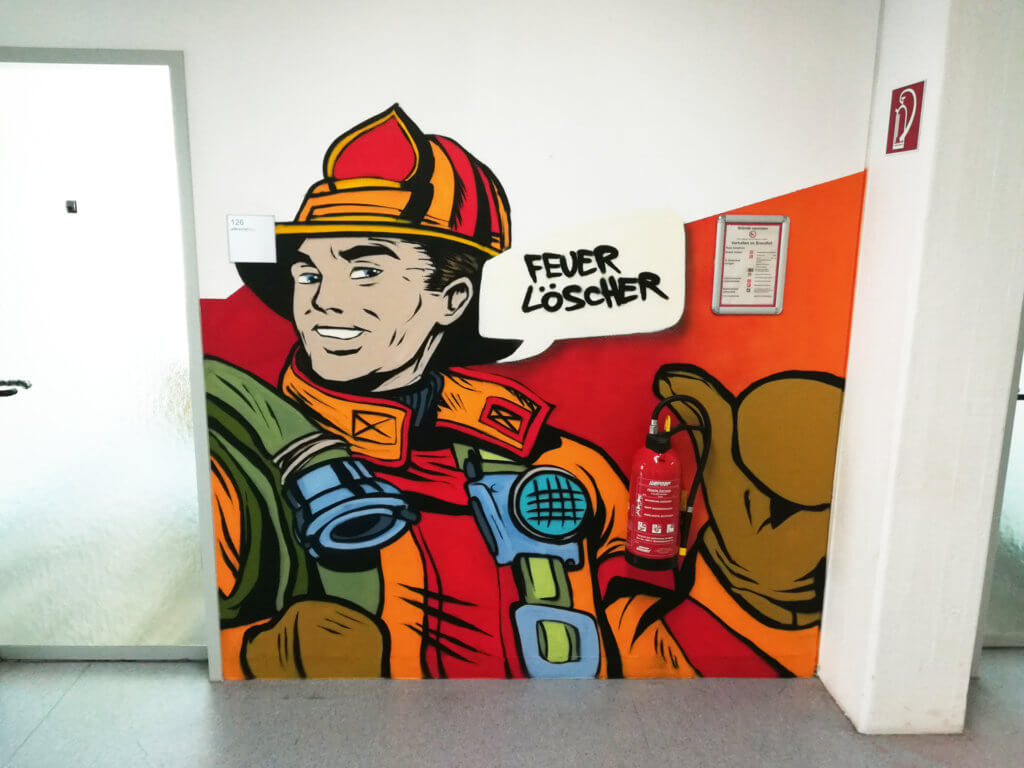 Feuerwehrmann Graffiti Job Center Oberhausen