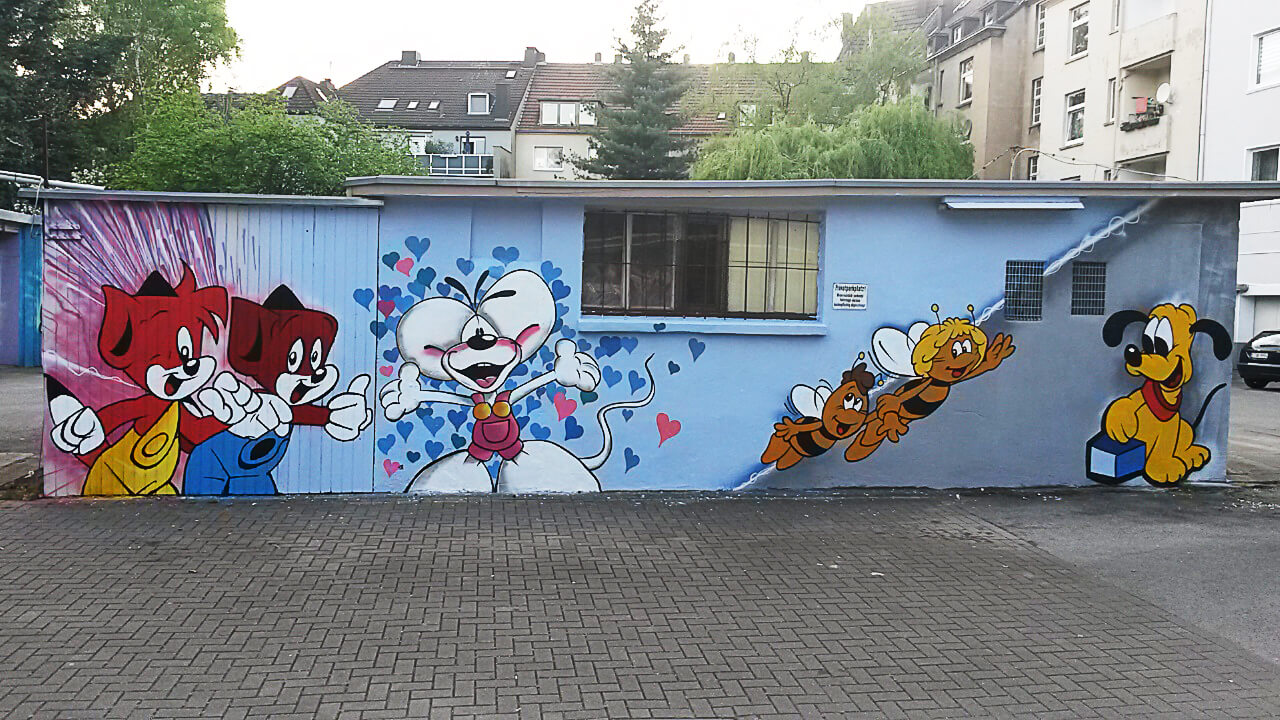 Fix und Foxy Diddle Maus Biene Maja Willi Pluto Graffiti_gelsenkirchen